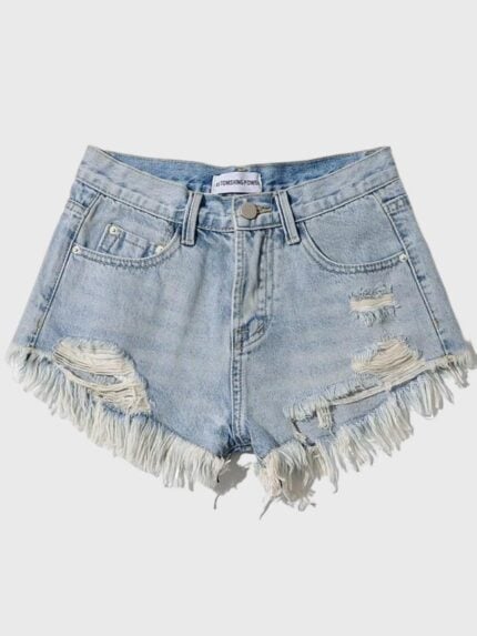 Wholesale Fashion ripped frayed denim shorts