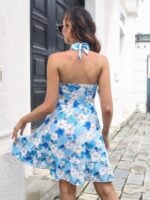 Wholesale Floral Cutout Halter Mini Dress