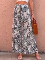 Wholesale Floral High-Waisted Loose Pants