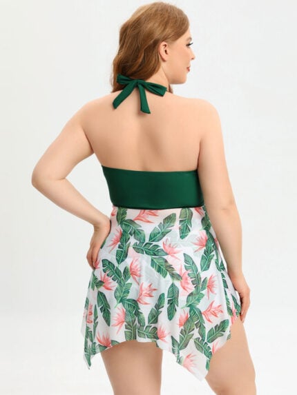 Wholesale Floral Two-piece Plus Size Swimsuit