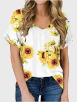 Wholesale Flower Graphic Summer T-shirt