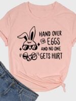 Wholesale HAND OVER THE EGGS Print Short Sleeved T-Shirt