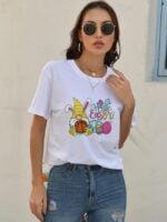 Wholesale Happy Easter Print Short Sleeve T-Shirt