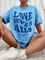 Wholesale LOVE NEVER FAILS Print Short Sleeve T-Shirt