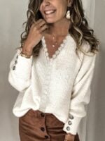 Wholesale Lace V-neck Loose Long Sleeve Jacket