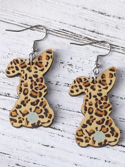 Wholesale Leopard Bunny Earrings