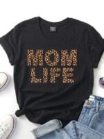 Wholesale Leopard MOM LIFE Short Sleeve T-shirt