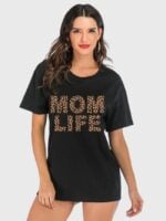 Wholesale Leopard MOM LIFE Short Sleeve T-shirt