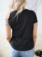 Wholesale Leopard Panel Short Sleeve T-Shirt