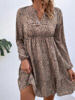 Wholesale Leopard Print V-neck High Waist Dress