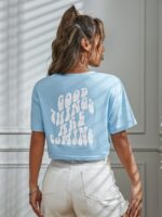 Wholesale Letter Slogan Crop T-Shirt