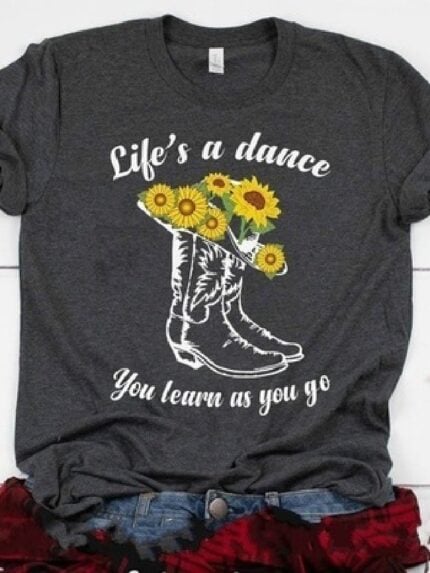 Wholesale Life's A Dance And Daisy Graphic T-shirt