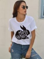 Wholesale MAMA BUNNY Print Short Sleeve T-Shirt