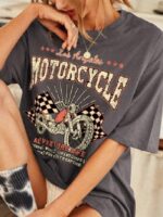 Wholesale MOTORCYCLE Print Short Sleeve T-Shirt