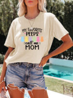 Wholesale MY FAVORITE PEEPS Print Short Sleeved T-Shirt