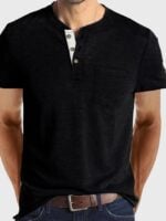 Wholesale Men Plain Button Short Sleeve T-Shirt