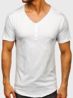 Wholesale Men Plain Button V-Neck T-Shirt