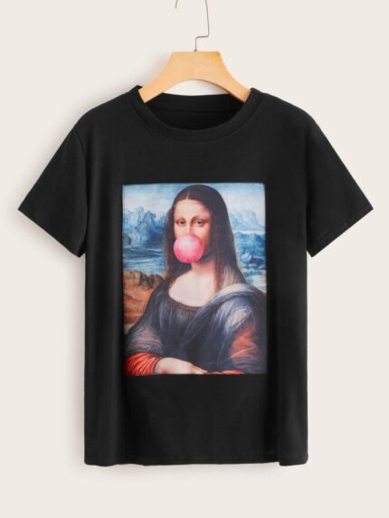 Wholesale Mona Lisa Graphic Short Sleeve T-shirt