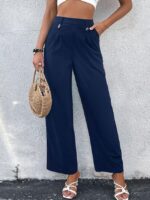 Wholesale Navy High Waist Straight Leg Lounge Pants