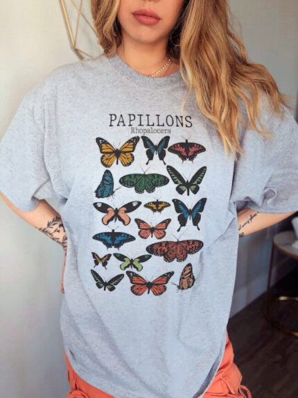 Wholesale Papillons Butterfly Print Short Sleeve T-Shirt