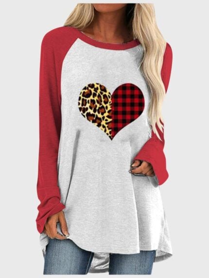 Wholesale Patchwork heart printed T-shirt