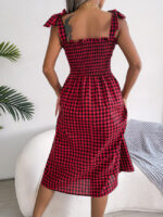 Wholesale Plaid Strap Smocked Summer Dress