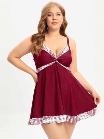 Wholesale Polka Dot Plus Size Two-piece Swimsuit