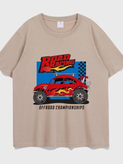 Wholesale ROAD RACING Print Short Sleeve T-Shirt