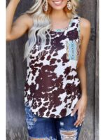 Wholesale Round Neck Cow Print Casual Tank Top