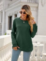 Wholesale Round Neck Irregular Hem Long Sleeve T-Shirt