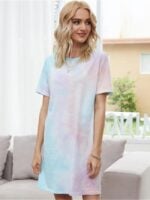 Wholesale Round Neck Short Sleeve Gradient Dress