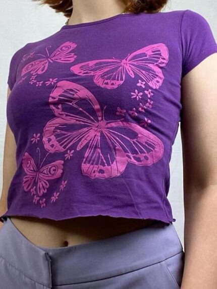 Wholesale Round-neck Butterfly Casual T-shirt