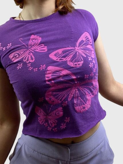 Wholesale Round-neck Butterfly Casual T-shirt