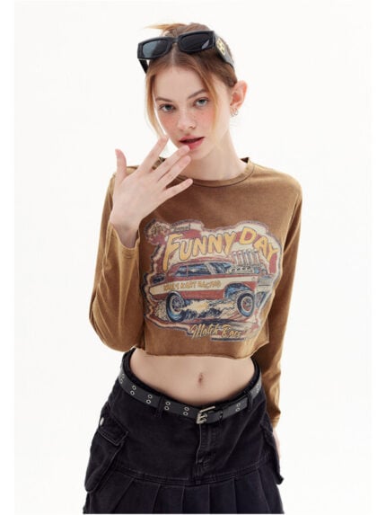 Wholesale Round-neck Car Graphic Vintage T-shirt