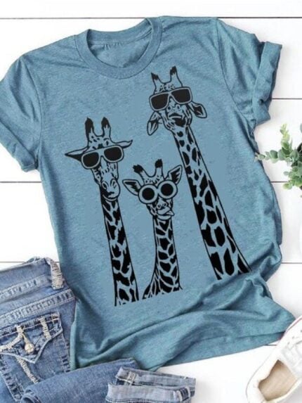 Wholesale Round-neck Giraffe Casual T-shirt