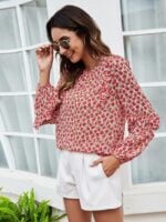 Wholesale Round neck floral print long-sleeve shirt