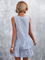 Wholesale Round neck striped irregular tank dress