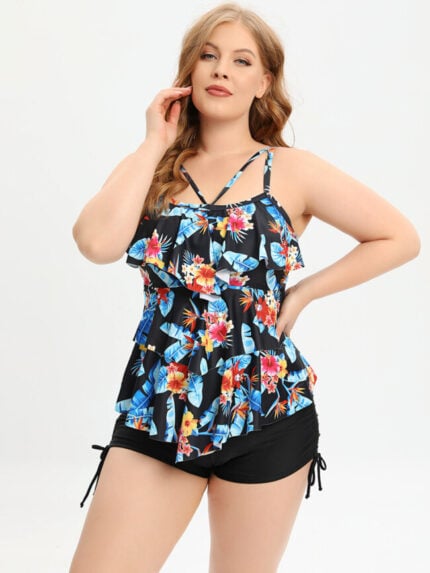 Wholesale Ruffle Two-piece Plus Size Swimsuit