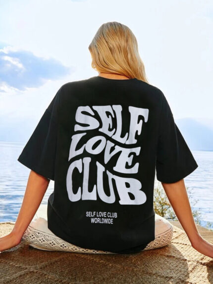 Wholesale SELF LOVE CLUB Print Short Sleeve T-shirt