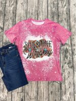 Wholesale SUNSHINE And WHISKEY Print Short Sleeve Tee