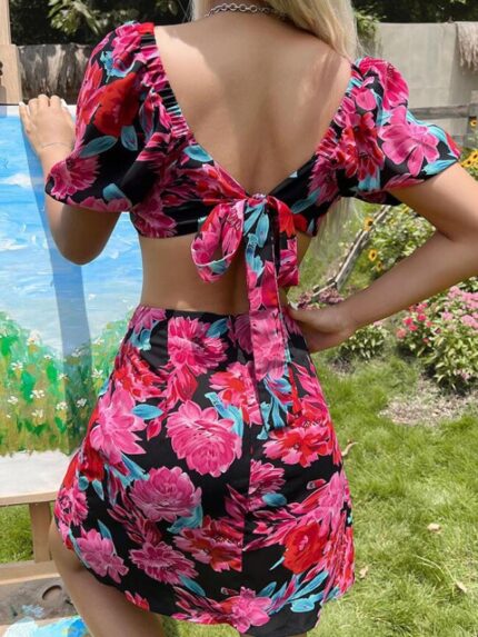 Wholesale Sexy Cutout Floral Mini Dress