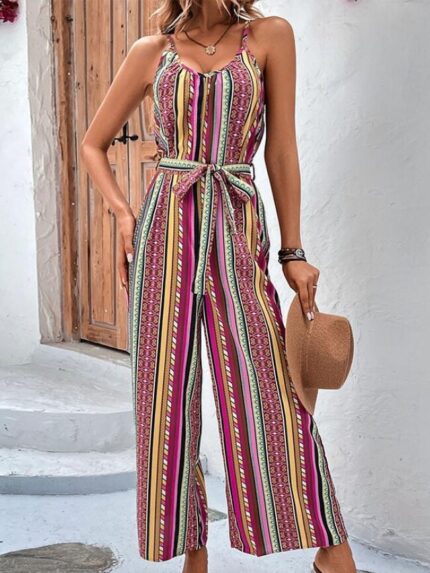 Wholesale Sexy Striped Suspender Jumpsuit