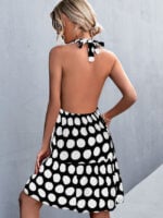 Wholesale Sexy halterneck polka-dot backless dress