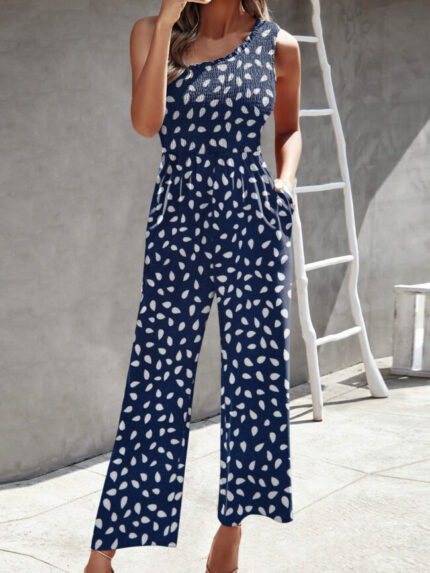 Wholesale Sexy off-shoulder print high-waisted jumpsuit