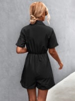 Wholesale Shirt Collar Short Sleeve Lace Up Jumpsuit