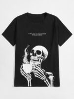 Wholesale Skull Pattern Print Short Sleeve T-shirt