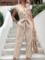 Wholesale Sleeveless V-neck Cropped Jumpsuit