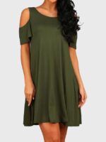 Wholesale Solid Color Casual Cold Shoulder Dress