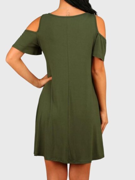 Wholesale Solid Color Casual Cold Shoulder Dress