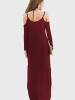 Wholesale Solid Color Cold Shoulder Long Sleeved Dress